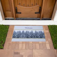 Magical winter forest - festive custom  doormat