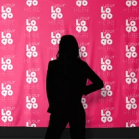 Custom Logo Step + Repeat Hot Pink Photo Backdrop