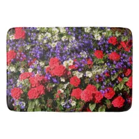 Purple, Red, and White Annual Flowers Bathroom Mat