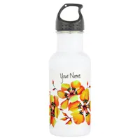 Rainbow Butterflies with Watercolor Stylish Flower Stainless Steel Water Bottle