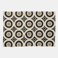 Boho Chic Black & Beige Geometric Pattern Kitchen Towel