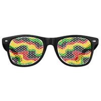 Rasta Flag Colored Wavy Lines Patterned Retro Sunglasses