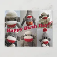 Sock Monkeys Happy Birthday Card