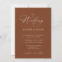 Terracotta Modern Script Elegant Fall Wedding Invitation