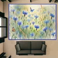 Watercolor Blue Floral Cornflower Germany  indoor  Rug