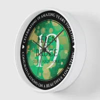 Elegant 19th Jade Wedding Anniversary Celebration Clock