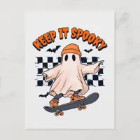 Keep It Spooky Skateboarding Ghost Postcard