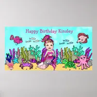 Personalied Happy Birthday Mermaid Poster