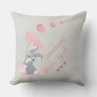 Cute Cartoon Bunny Valentine Throw Pillow