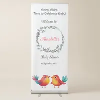 Bird-Themed Baby Shower Cute Watercolor Retractable Banner