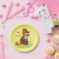 Funny and cute pony with baby - baby shower  paper plates