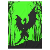 Black Silhouette Dragon on Green - Fantasy | Tablecloth