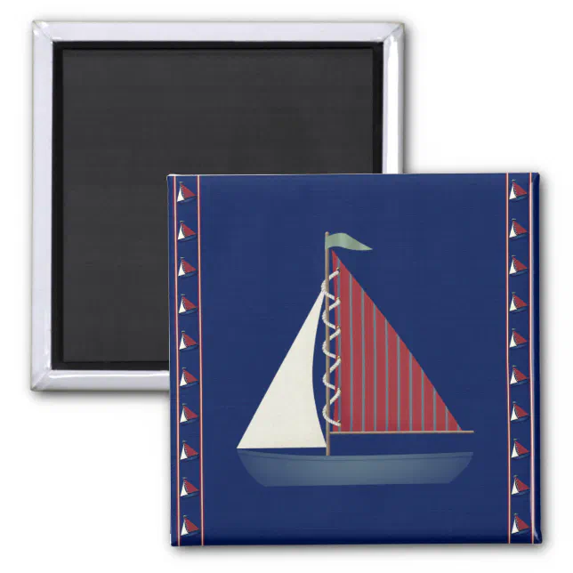 Cute Blue Toy Sailboat Magnet