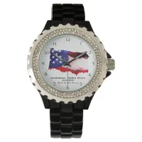 *~* Lady's Military Veteran Red White Blue US Flag Watch