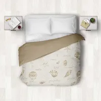 Shells Starfish Sun Fun Text Sandstone ID918  Duvet Cover