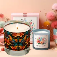 Orange Painting Bird and Flowers Scented Candle