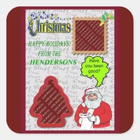 Christmas Santa & Tree Add Photos Square Sticker