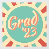 Retro Groovy Peachy Graduation Grad Class of 2023 Window Cling