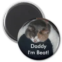 Cute Calico Sleeping Cat Over Shoulder Magnet