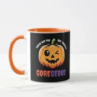 Funny Not Too Bad Gore-Geous Cute Winking Pumpkin Mug