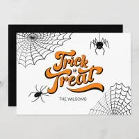 Trick or Treat Typography w/Spiders ID680 Invitation