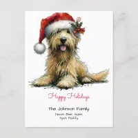 Scruffy Puppy in a Santa Hat Happy Holidays Postcard