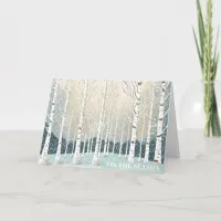 Snowy Birch Trees Christmas Teal ID1003 Card