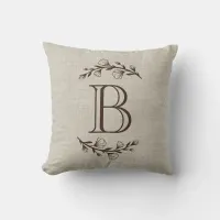 Rustic Chic Monogram Floral Burlap Throw Pillow