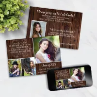 Rustic Wood Christian Graduation Proverbs 3 Invitation