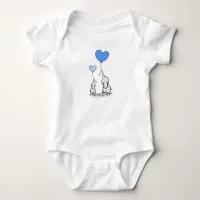 Cute Mama and Baby Elephants Baby One Piece Tee