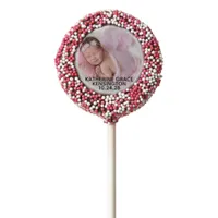 Personalized New Baby Photo Chocolate Covered Oreo Pop