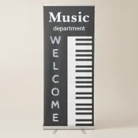 Welcome Music Department Black White Piano Retractable Banner