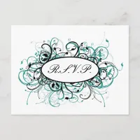 aqua mod Wedding rsvp card