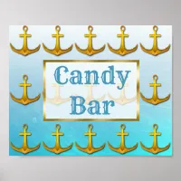 Wedding Sign Candy Bar Oceanic Aqua Blue & Gold