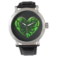 Goth St. Patrick's Day Green Heart Watch