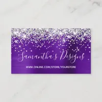 Silver Glitter Indigo Purple Foil Online Store Business Card