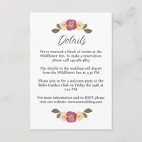 Elegant Pressed Wildflower Garden Wedding Details Enclosure Card