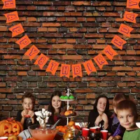 Halloween Birthday Kids Party Orange And Purple Bunting Flags