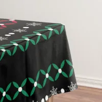 Folk Art Nordic Black Merry Christmas Tablecloth