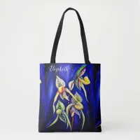 Handpainted Watercolor Tropical Exotic Orchids Tote Bag