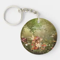 Cute Mushroom Fairy in the Forest Keychain