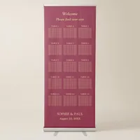 Burgundy Gold 15 Table Seating Chart Retractable Banner