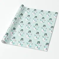 Teal Snowman Holiday Christmas Gift Wrap