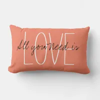 All you Need is | Love Pink Lumbar Pillow