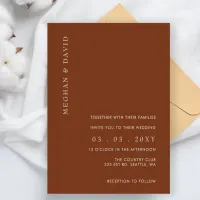 Simple Elegant Minimal Modern Terracotta Wedding   Invitation
