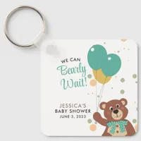 We Can Bearly Wait Cute Gender Neutral Custom Name Keychain