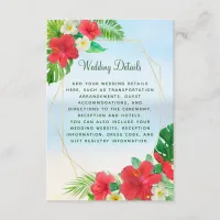 Tropical Floral Gold Beach Wedding Details Enclosure Card