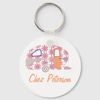 Personalized Retro Art Caravan Owner's Keychains