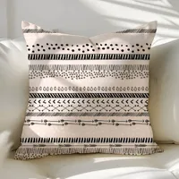 Trendy Ethnic Tribal Boho Blush Pink Black Pattern Throw Pillow