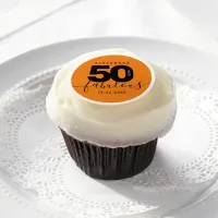 Modern Girly Orange 50 and Fabulous Edible Frosting Rounds